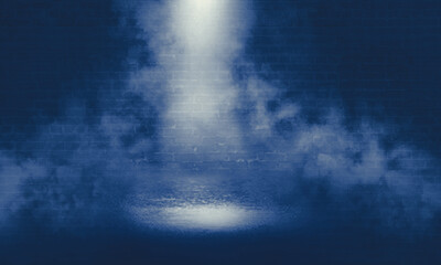 Empty fog room with floor Abstract stage of dark room concrete floor stage background