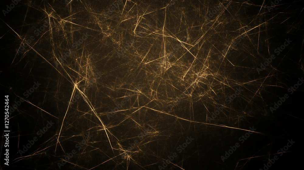 Poster abstract golden filament network on dark backdrop evoking energy and complexity of a universe