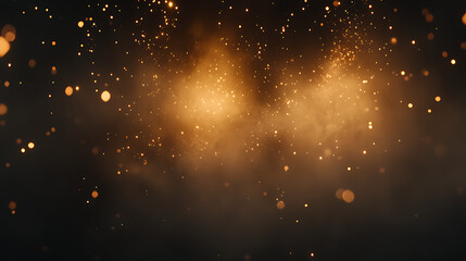 Abstract Golden Particles Floating in Dark Space Digital Graphic Design Opulent Background