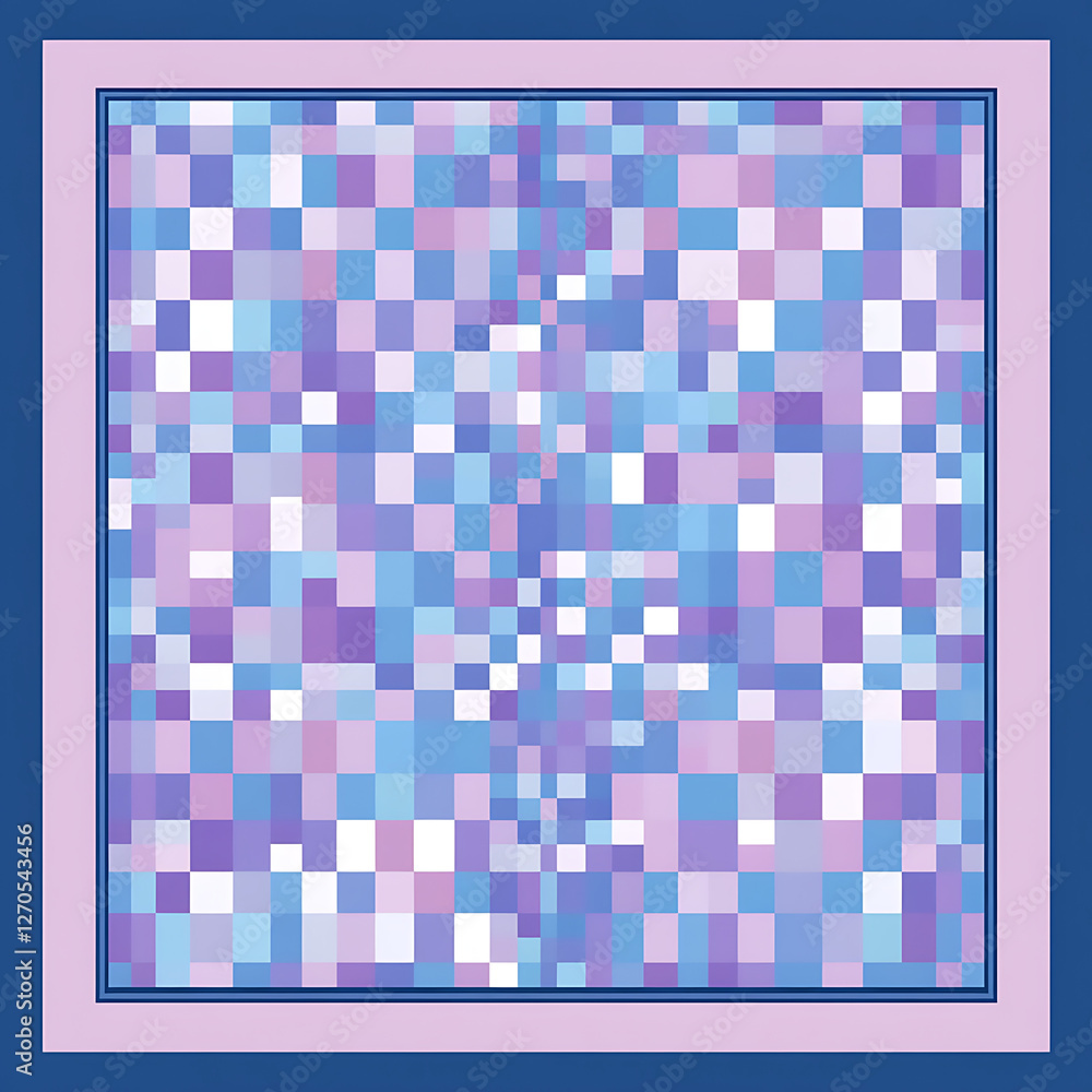 Poster abstract hues mosaic pattern design in square format with soft blue purple and white color palette