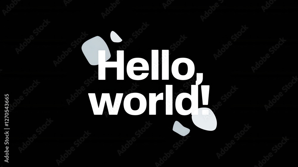 Poster Hello world text with abstract shapes on black background