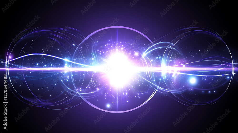 Poster abstract light burst with concentric circles and waving lines design elements visualization