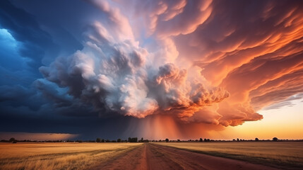 storm clouds over a field. field landscape