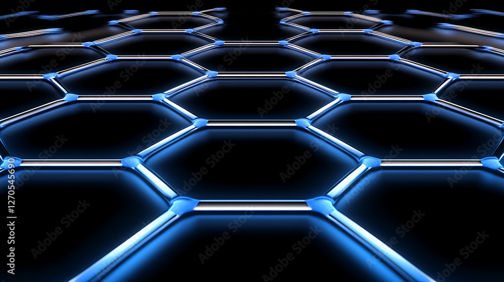 Poster abstract molecular structure model of graphene sheet nanotechnology futuristic connection design