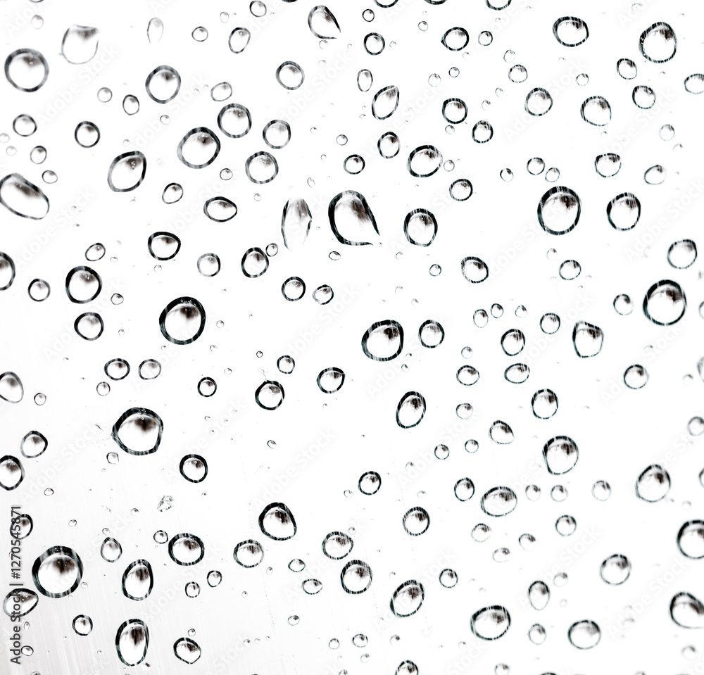 Wall mural The image is a close up of raindrops on a window