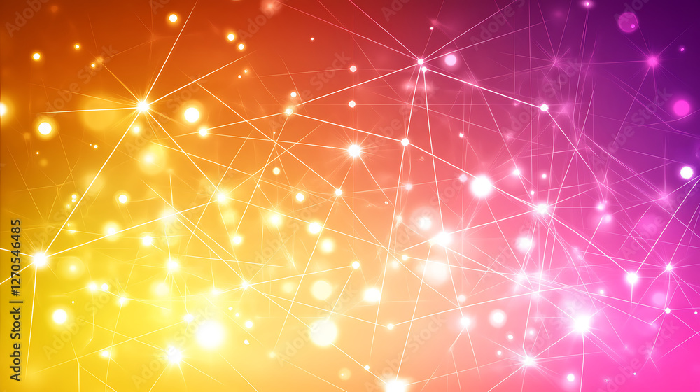 Poster abstract network connection backdrop with glowing nodes and lines on gradient color background