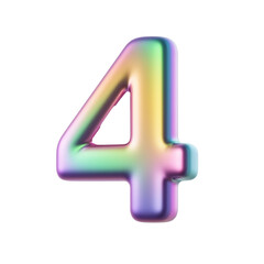 3d Pastel number 4 isolated on transparent background. Generative AI