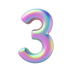 3d Pastel number 3 isolated on transparent background. Generative AI