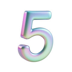 3d Pastel number 5 isolated on transparent background. Generative AI