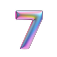 3d Pastel number 7 isolated on transparent background. Generative AI