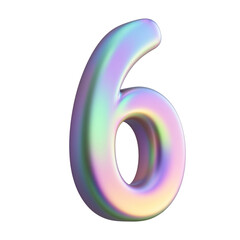 3d Pastel number 6 isolated on transparent background. Generative AI