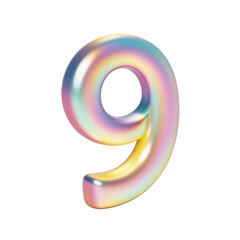 3d Pastel number 9 isolated on transparent background. Generative AI