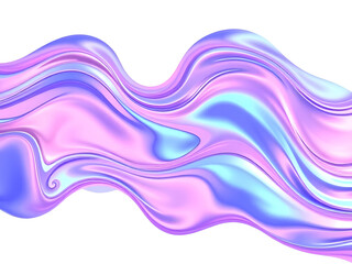 blue, pink, purple wave fluid holographic Iridescent 3d render abstract isolated