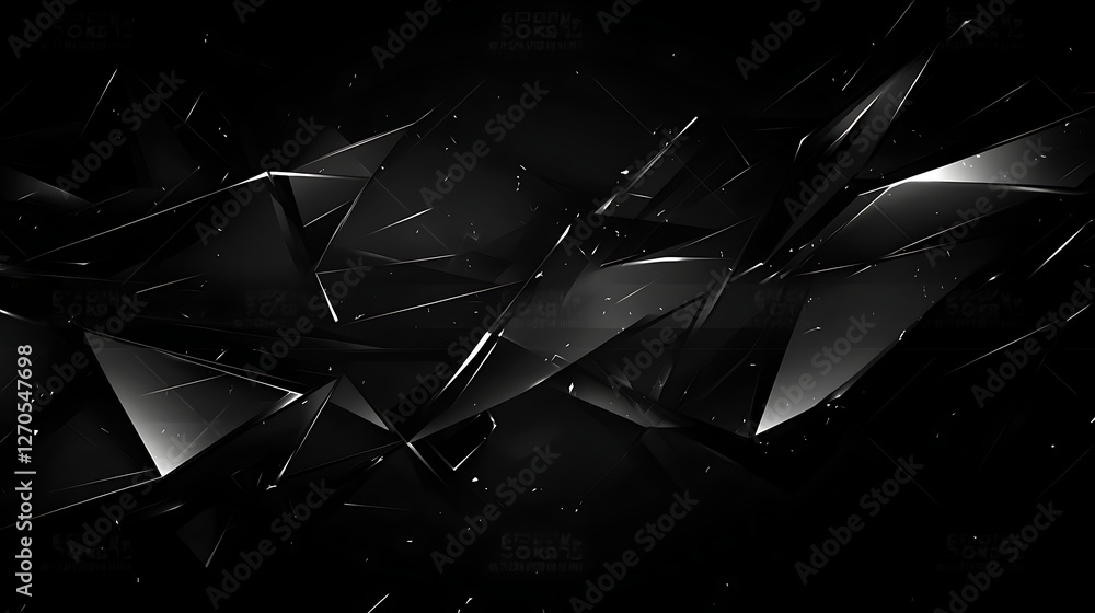 Poster abstract polygonal fragmentation in graphite monochrome spectrum visualscape composition style