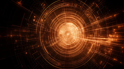 Obraz premium Abstract Rings of Light Bursting into Information Streams Creating Data Visualization