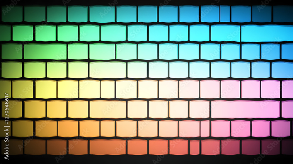 Poster abstract spectrum pattern of interlocking rectangles with gradients and soft lighting effects