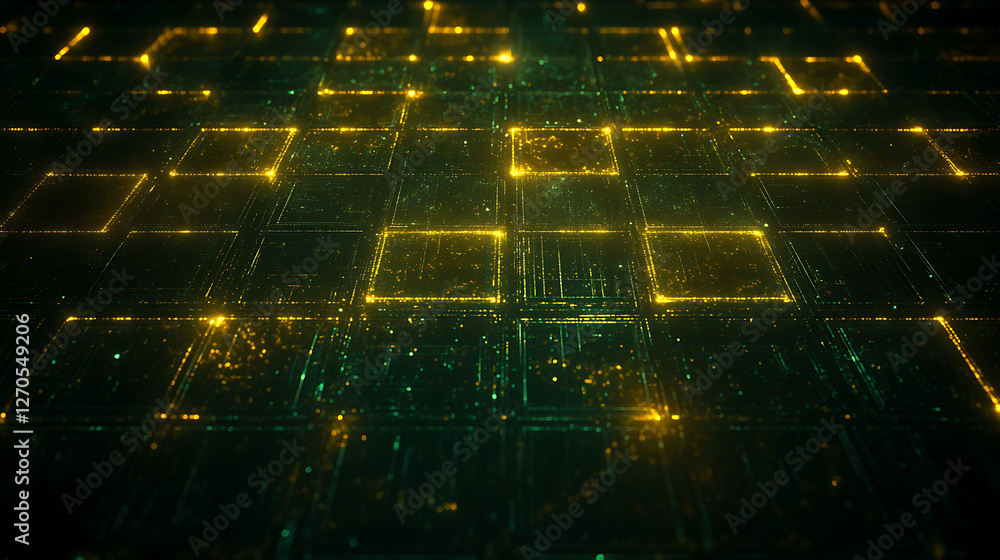 Poster abstract techno matrix with grid pattern and glowing light points futuristic backdrop art design 87 