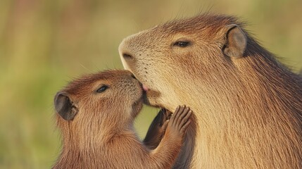 Capybara family day in nature animal bonding moments