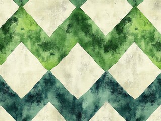 Abstract green and beige chevron pattern. Ideal for textile design, wallpaper, or modern backgrounds.