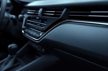 Naklejka premium Car interiors with digital displays, air vents, and control panels. AI generated image