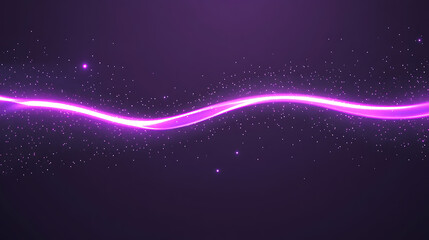 Obraz premium Abstract Wave of Purple Light Glowing Across a Dark Textured Background with Glittering Particles