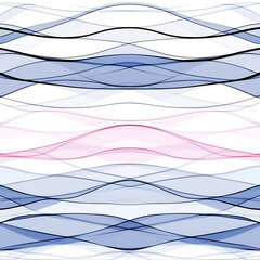 Abstract Wavy Lines Art in Blue Pink and Black Shades Symmetric Pattern Contemporary Design Backdrop