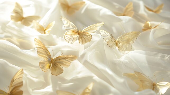 Butterflies on White Fabric