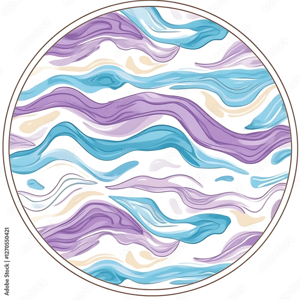 Poster abstract wavy pattern in circular frame artistic design element background illustration