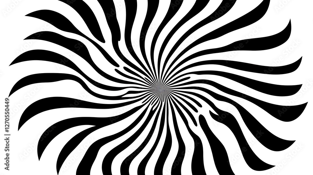 Poster abstract whirlwind black and white optical illusion design for hypnotic effect and dynamic visuals
