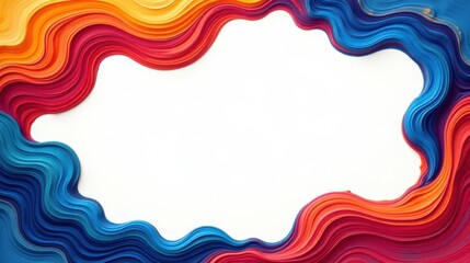 Obraz premium Abstract Colorful Wavy Frame with Central White Space Ideal for Text or Logo Design