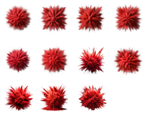 High resolution red powder explosion png set transparent background design elements