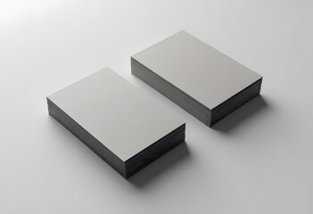 Business card mockup. Stack of business cards on white background. View directly above. 3d illustration
