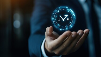 Standards quality control icon in businessman hand