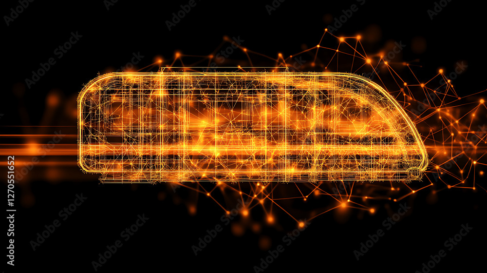 Poster advanced networked transit system concept with digital interconnectivity and data visualization