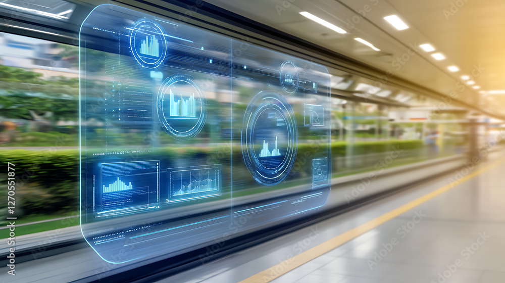 Poster advanced technological data display interface in rapid transit system environment analysis