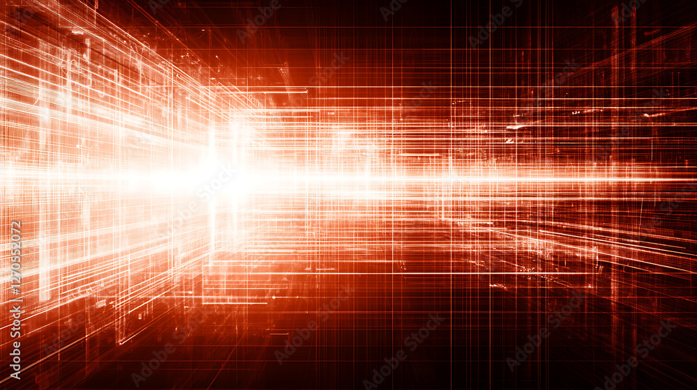 Poster advanced technology grid network connecting information with geometric design elements