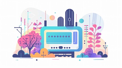 Professional Illustration of Home Internet Technology