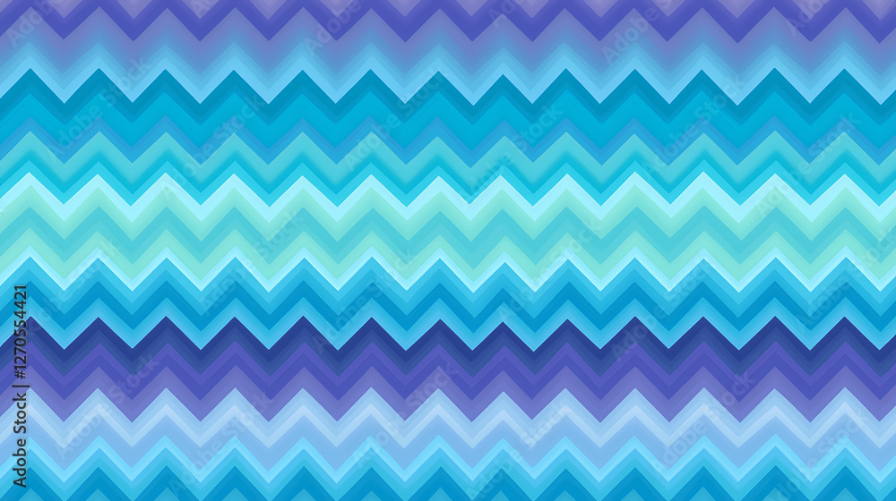 Poster aquatic chevron pattern alternating deep and light hues zigzag design illustration and background