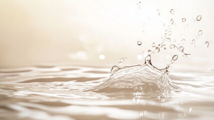 Soft Creamy Beige Water Splash on Serene Canvas Background