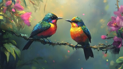 Fototapeta premium Sunbird very beautiful bird amazing color 