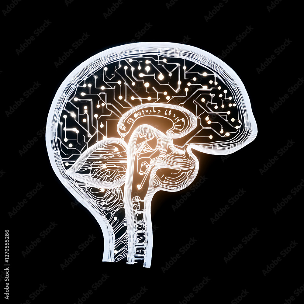 Aufkleber artificial brain circuit board illustration representing conceptual technological intelligence