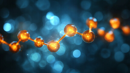 graphene molecular structure with glowing orange highlights, symbolizing innovation, nanotechnology, and the future of material science in advanced engineering and research