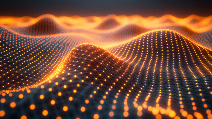 graphene molecular structure with glowing orange highlights, symbolizing innovation, nanotechnology, and the future of material science in advanced engineering and research