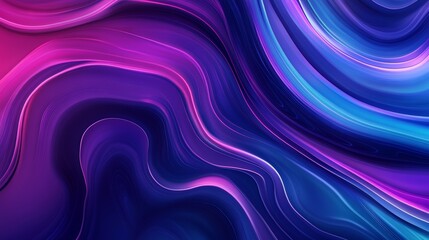 Blue and ultraviolet neon laser glowing curved fluid waves abstract background. Vector design