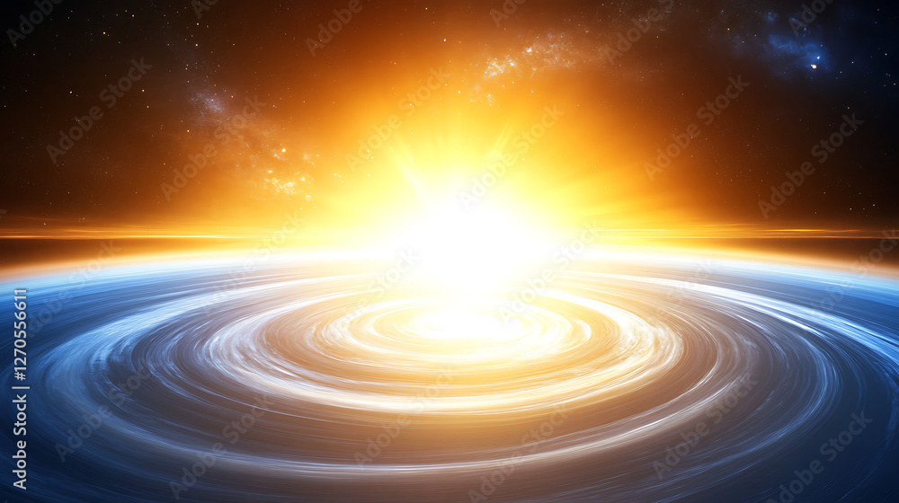 Poster astral nexus a cosmic gateway to celestial illumination and spherical dimensions space art