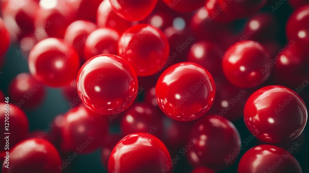 Poster vibrant array of red helium balloons in floating display