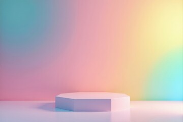 Pastel Octagonal Platform Against a Dreamlike Gradient Background