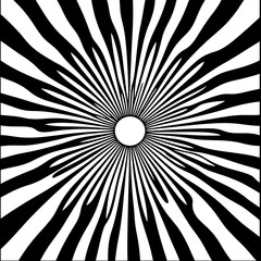 Black and White Psychedelic Sunburst Pattern Op Art Design Optical Illusion Creative Abstract