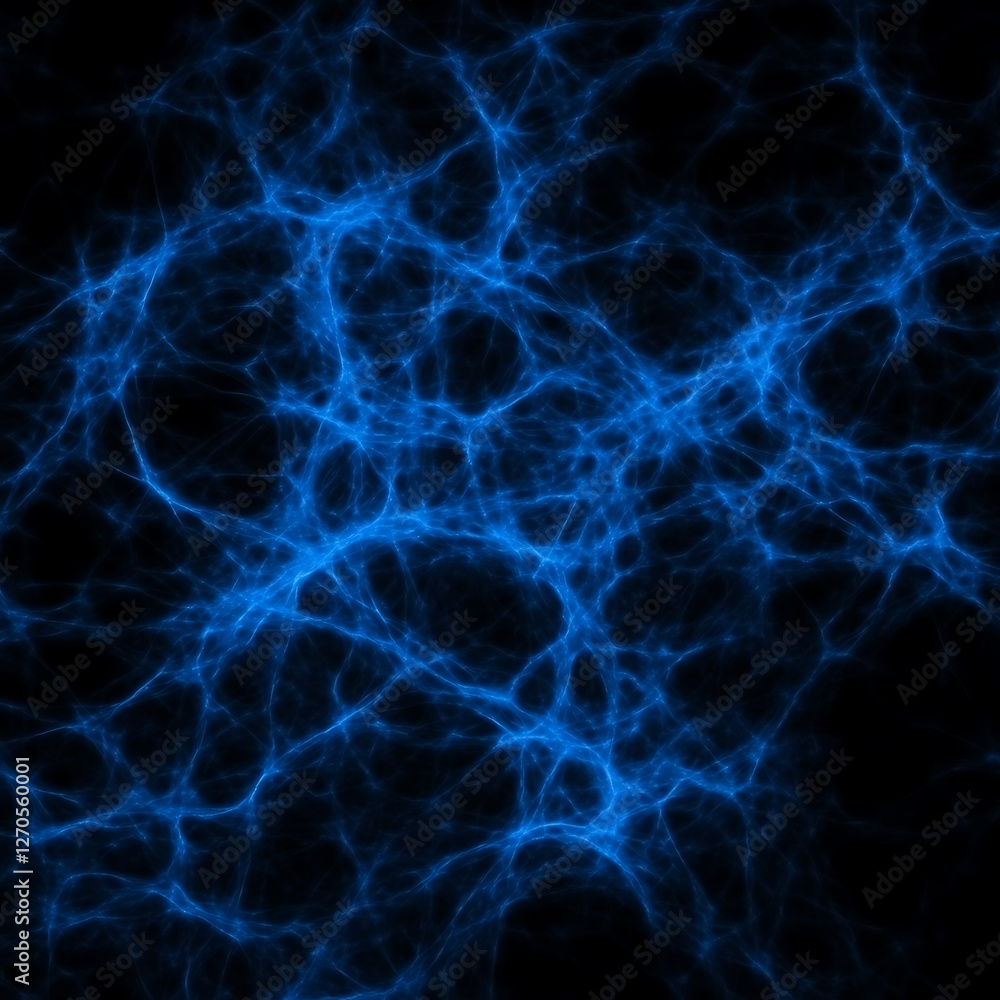 Poster blue neuron network visual representation of connectivity in the brain on a dark background