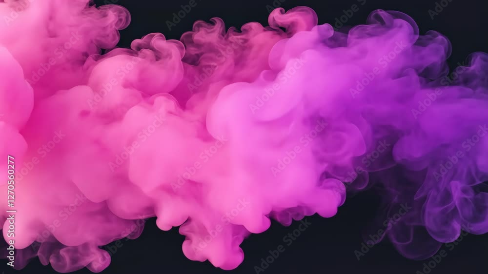 Poster pink and magenta fluffy pastel ink smoke swirl in dark background creating dreamy ethereal atmospher